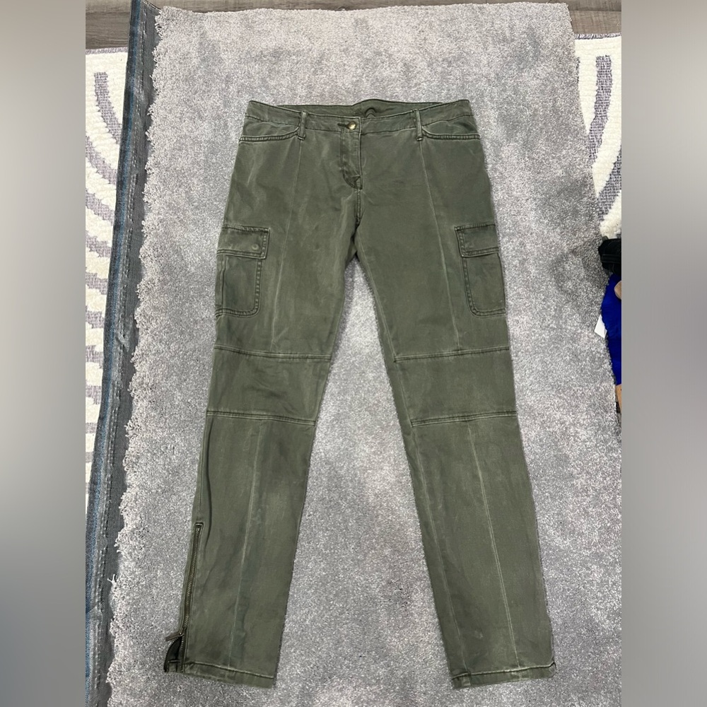 MICHAEL Michael‎ Kors Khaki Green Cargo Style Snap Pocket Slim Zip Leg Pants